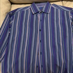 Men's Striped Blue and Purple Shirt